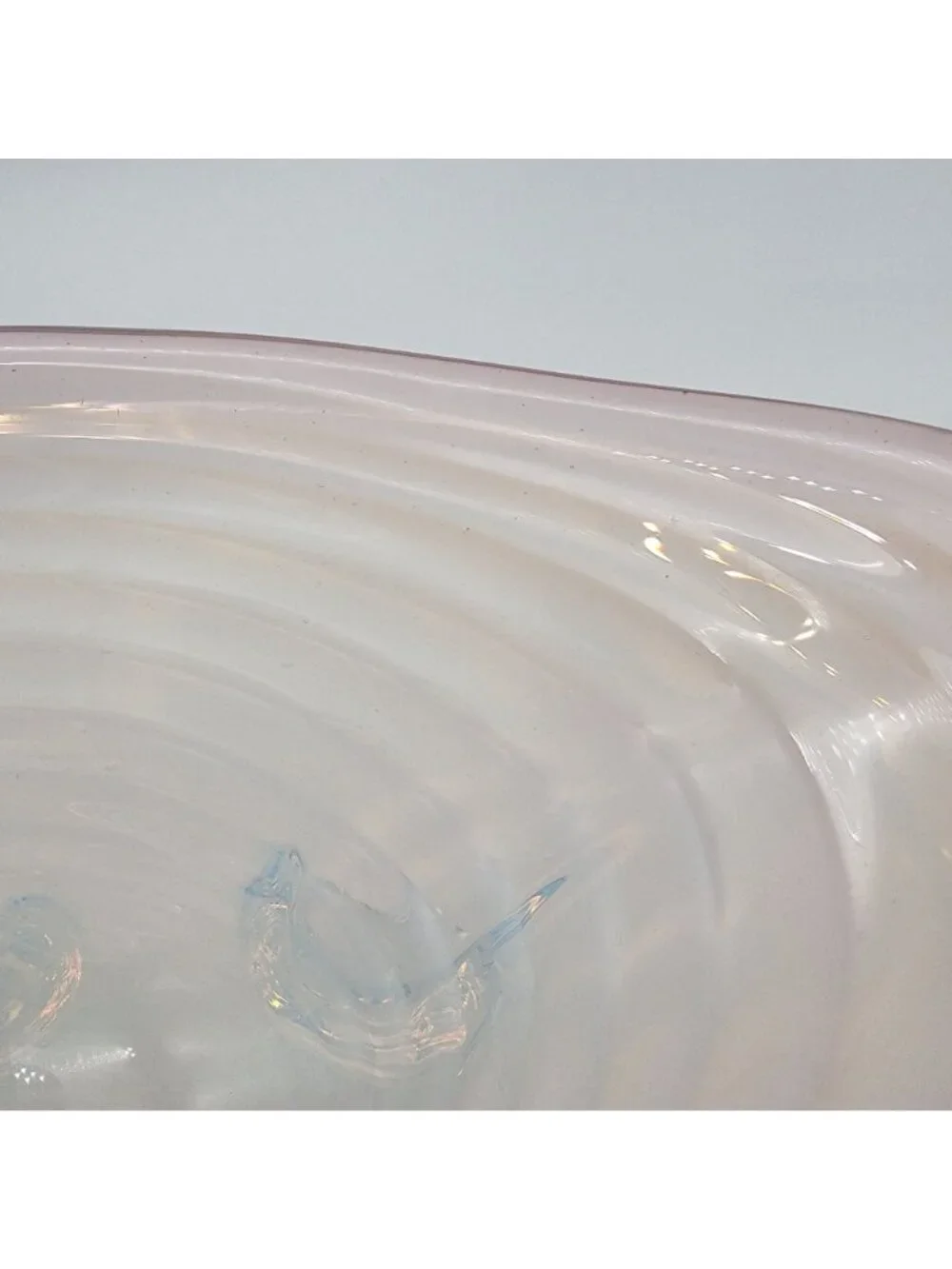 Large Cenedese Murano Glass Footed Console Bowl Pink Sommerso Swirl